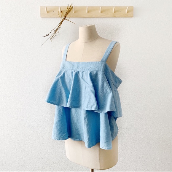 Abound Tops - Abound Ruffle Tiered Sleeveless Linen Blend Top